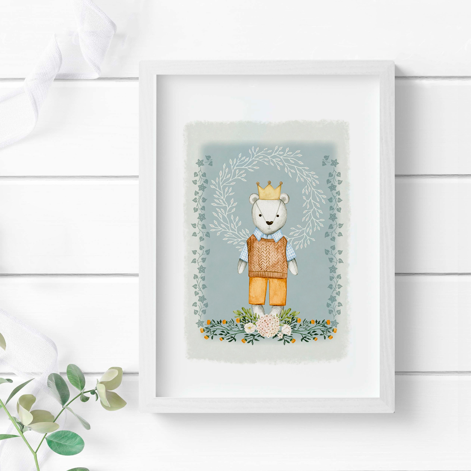 Cuadros botánicos infantiles celestes 4