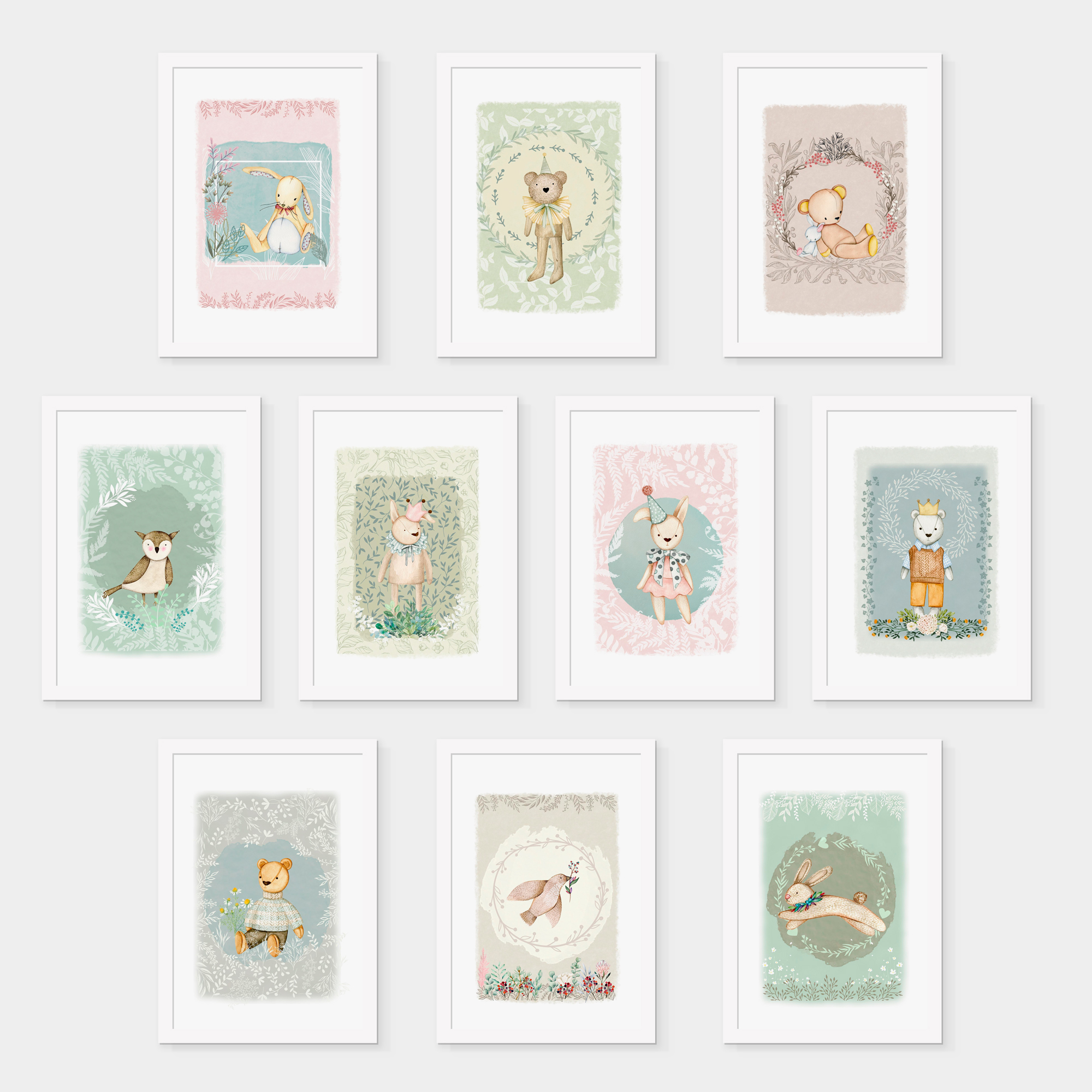 Cuadros botánicos infantiles verdes 5