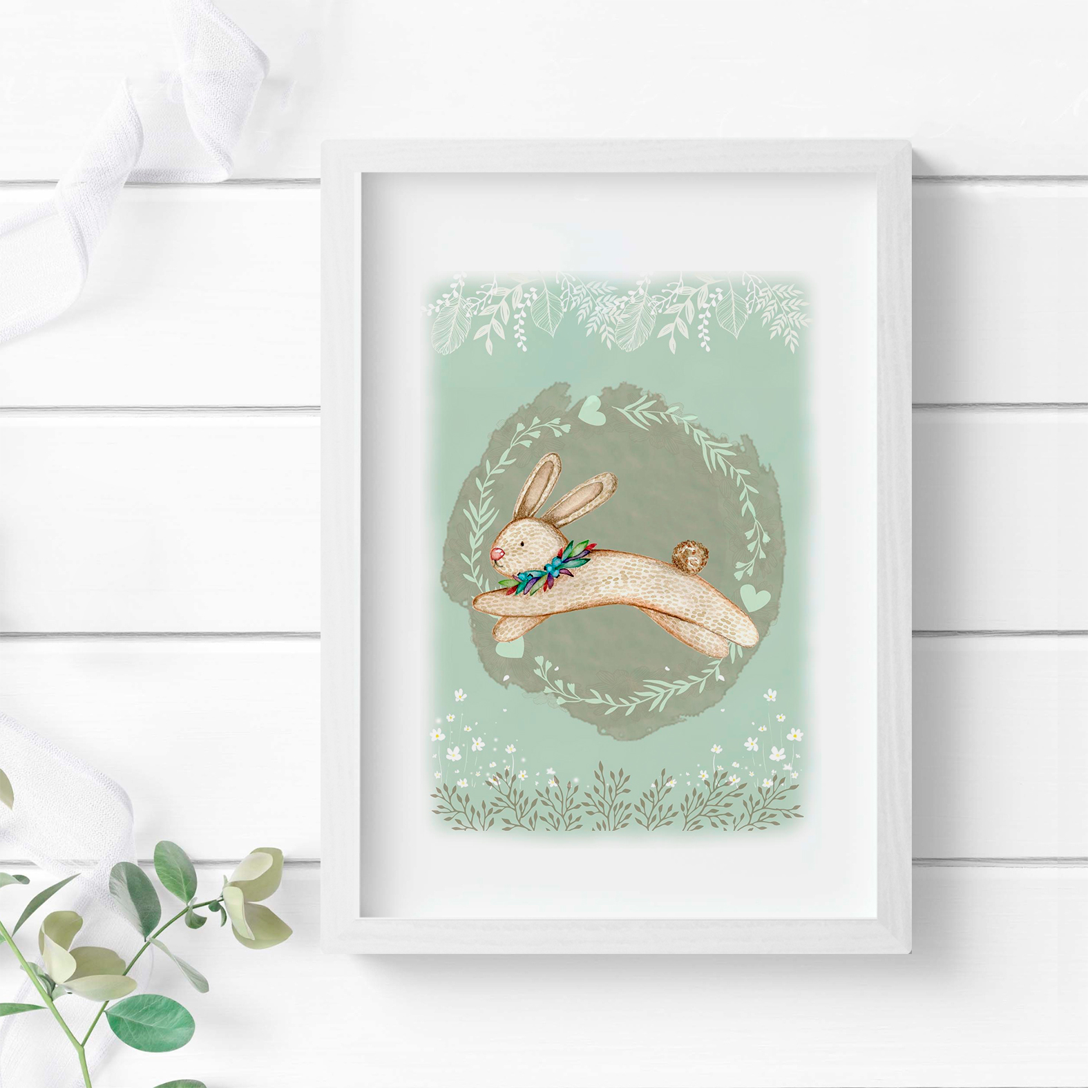 Cuadros botánicos infantiles verdes 3