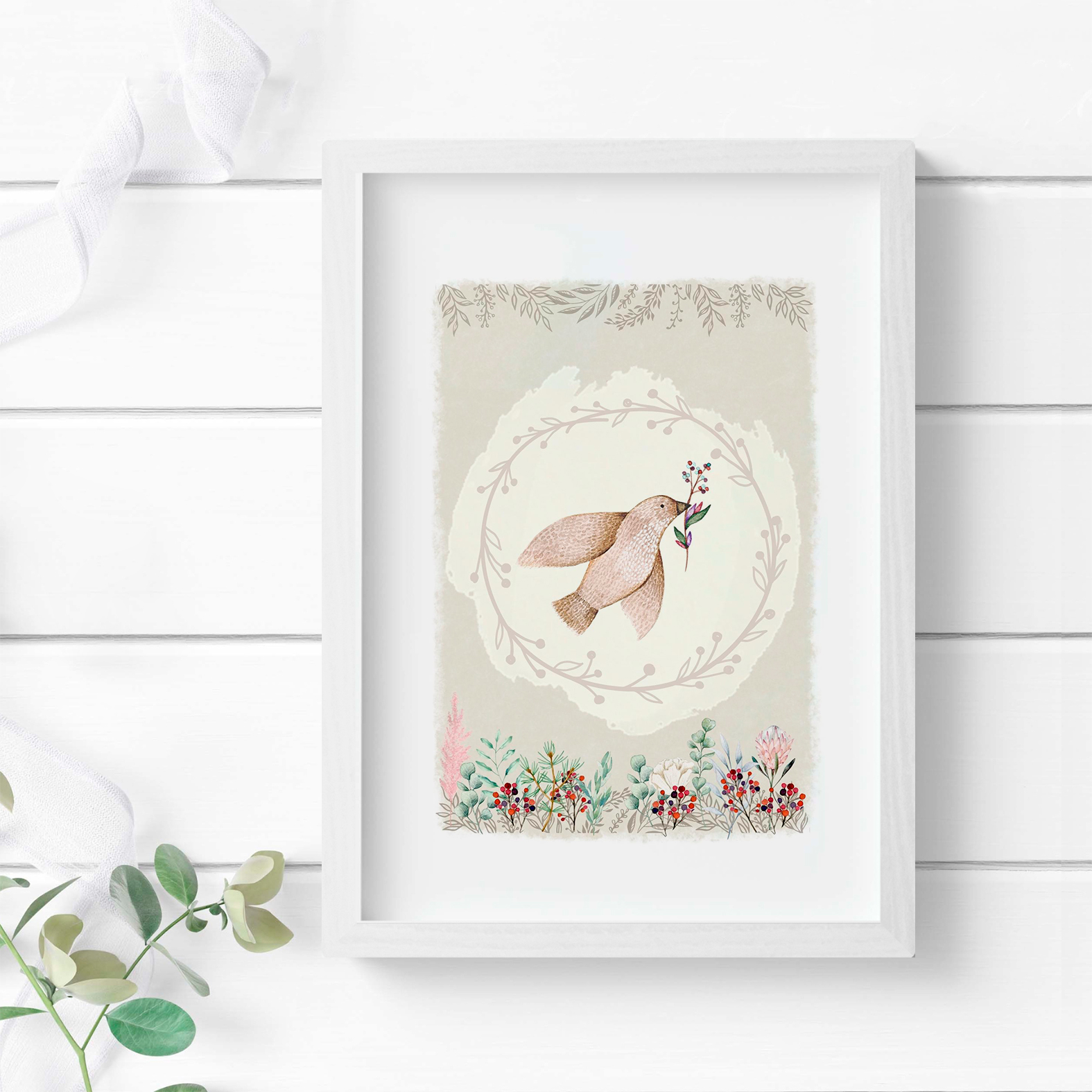 Cuadros botanicos infantiles beige 2