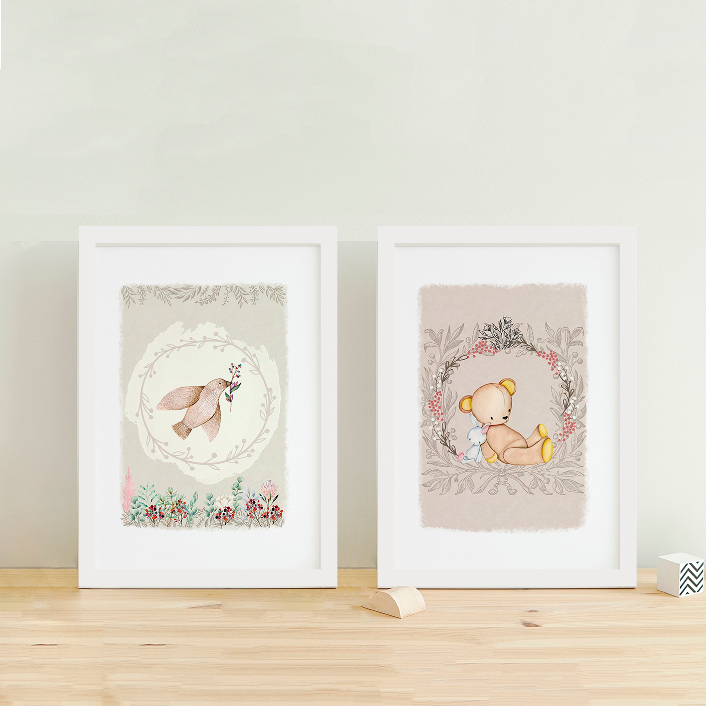 Cuadros botanicos infantiles beige 4