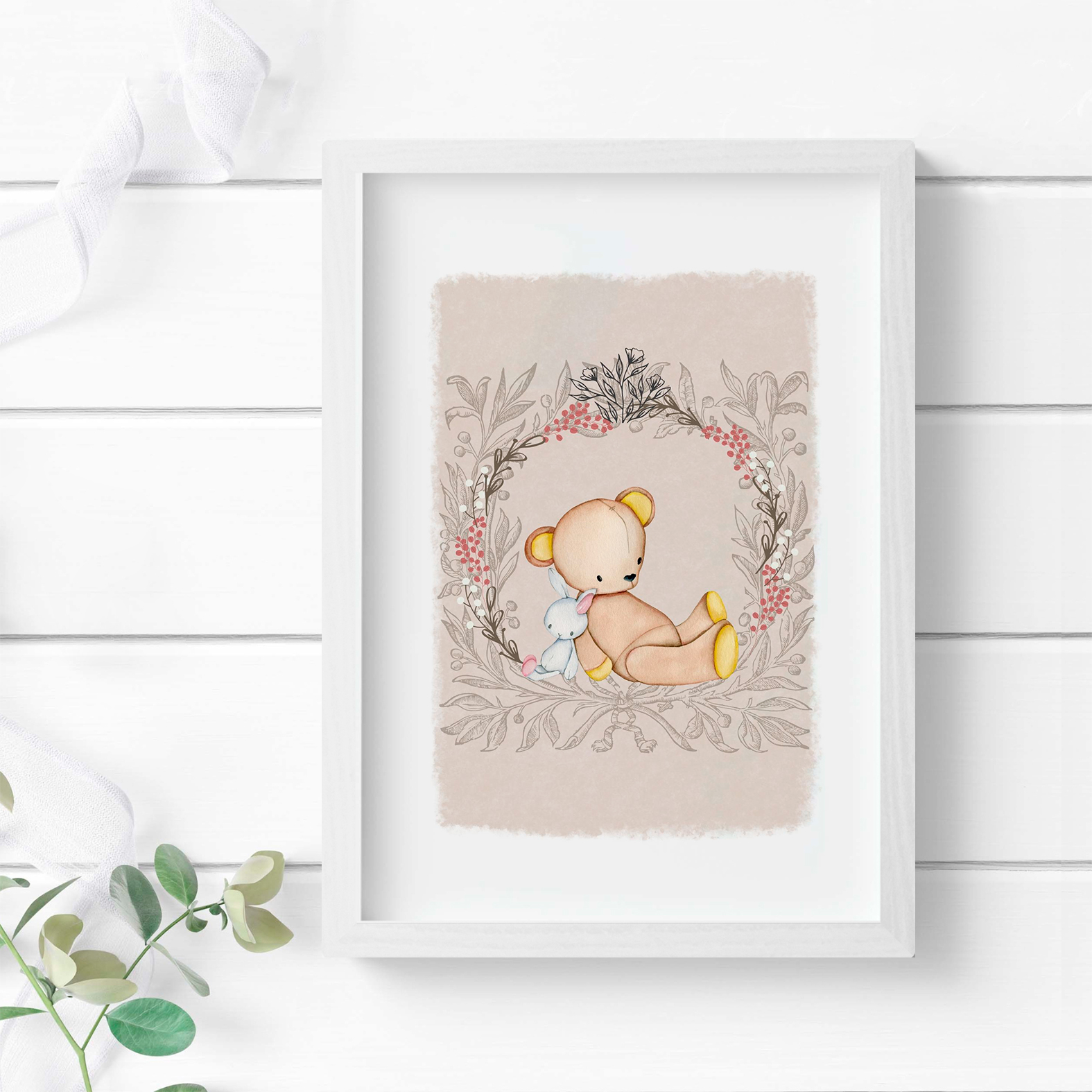 Cuadros botanicos infantiles beige 3