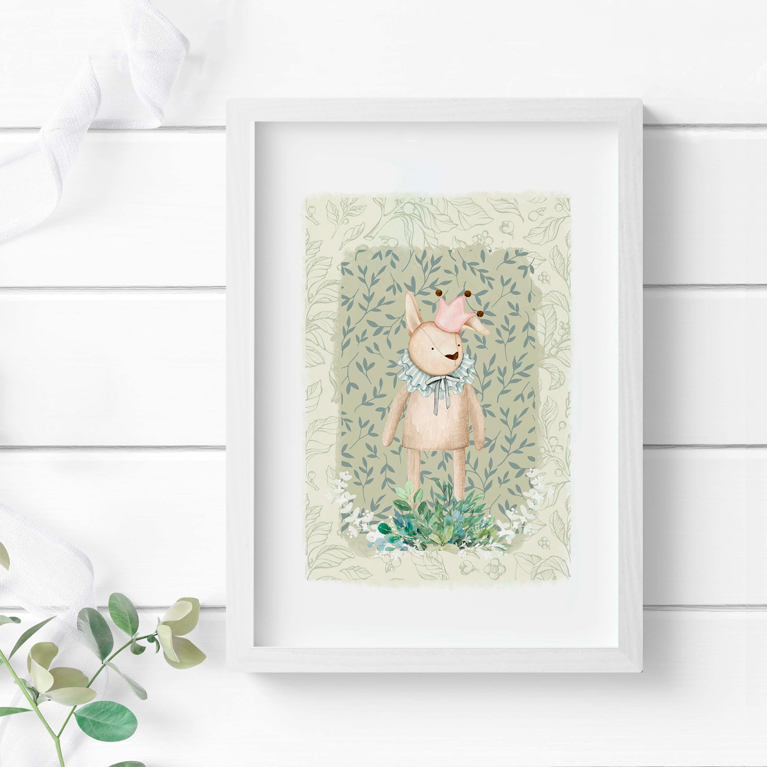 Cuadros botánicos infantiles verde olivo 2