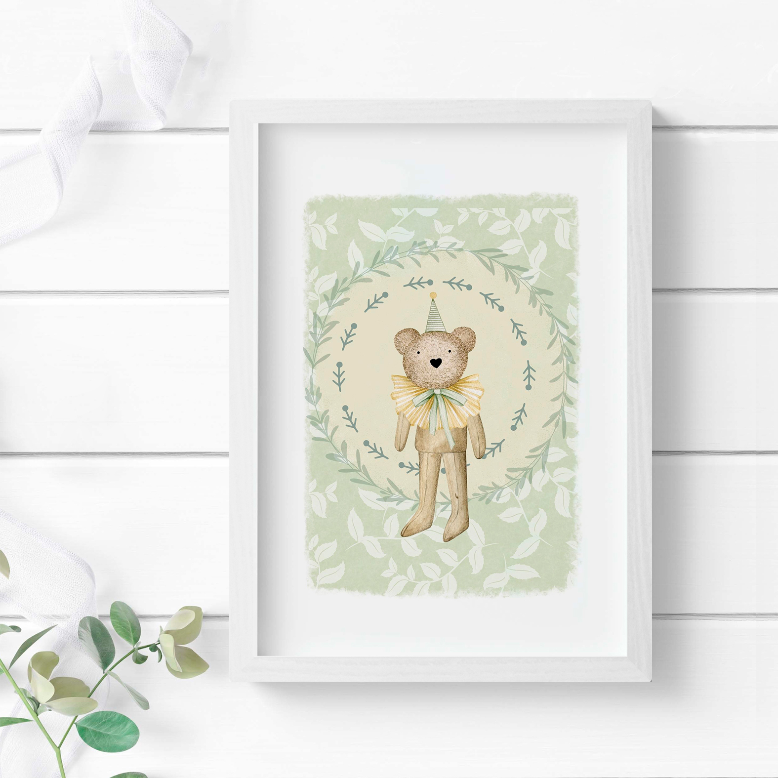 Cuadros botánicos infantiles verde olivo 3