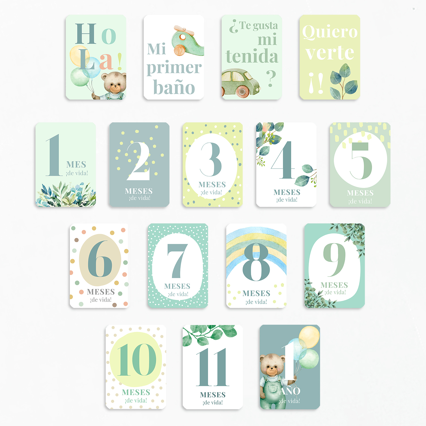 Tarjetas cumplemes menta 4
