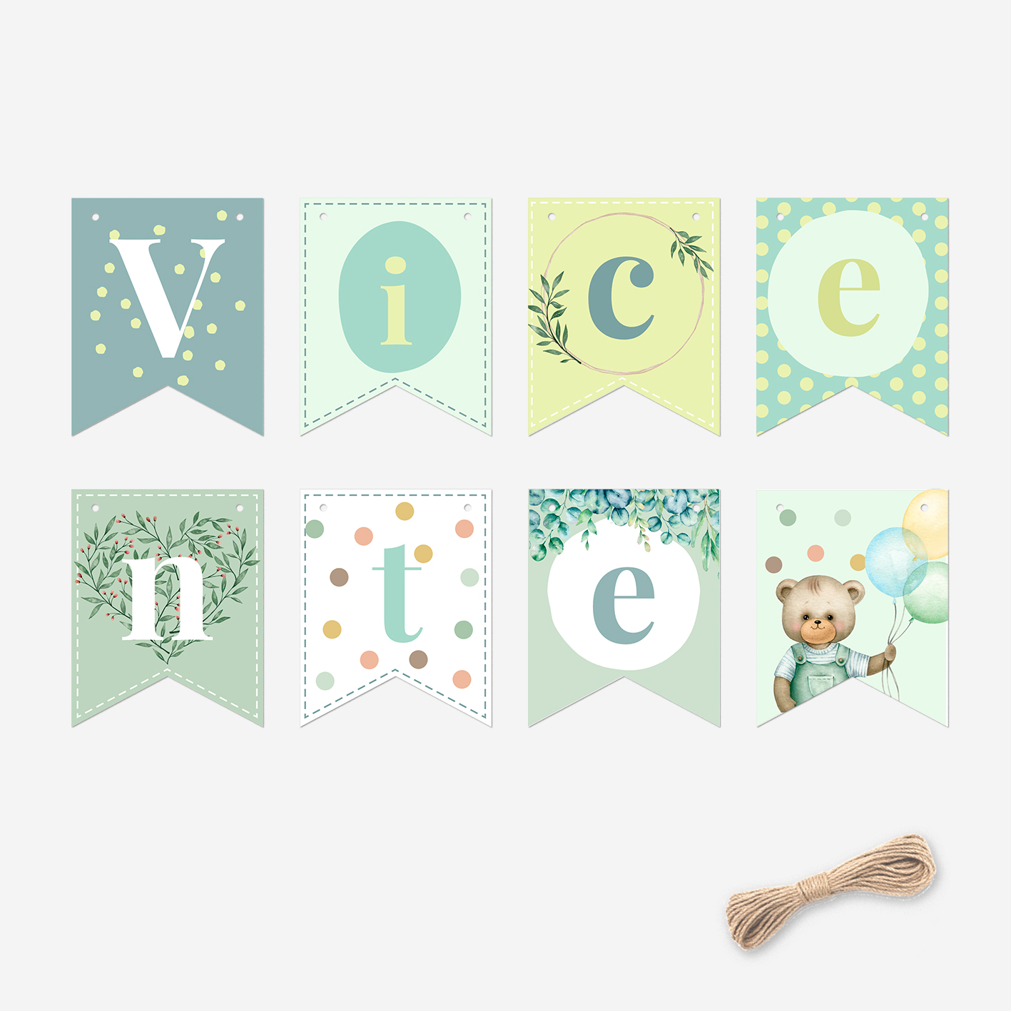 Banderín personalizable tonos menta 2