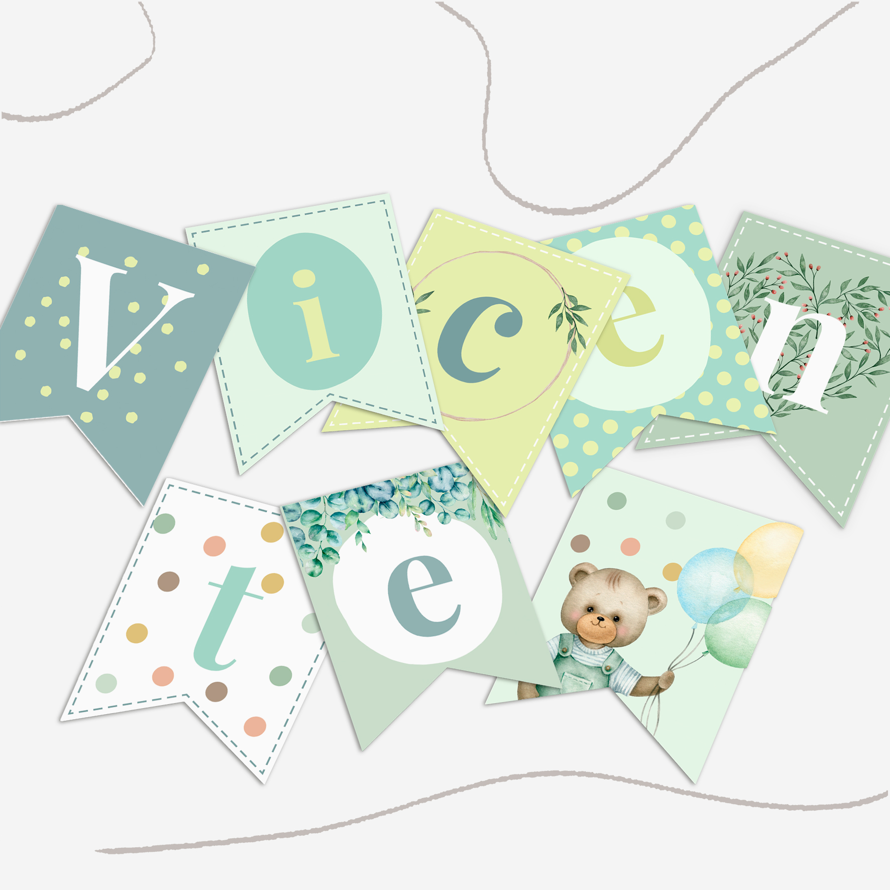 Banderín personalizable tonos menta 1