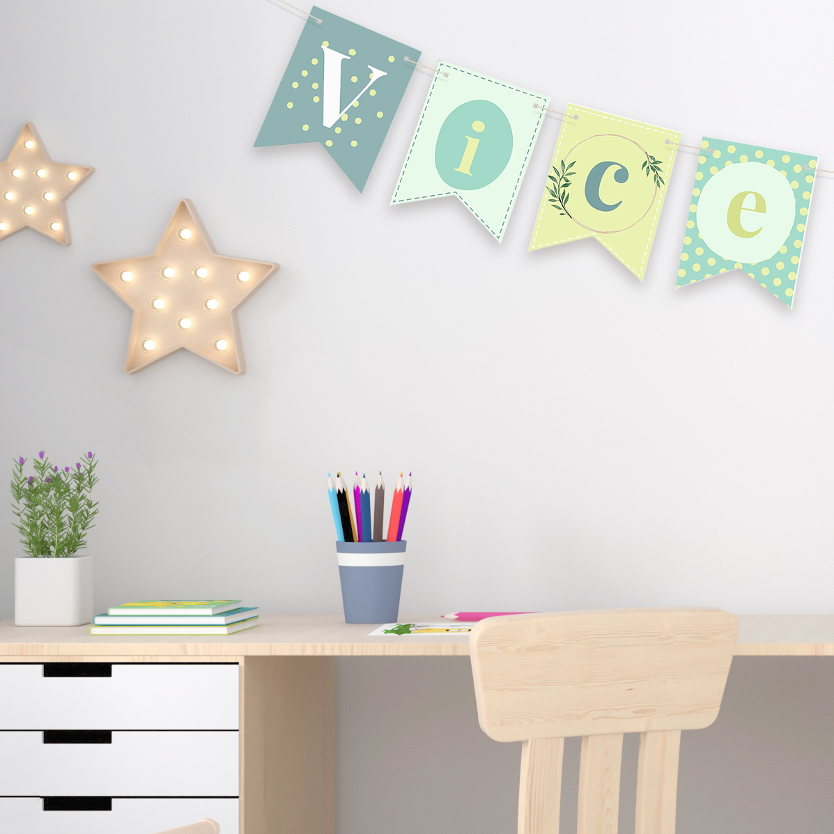 Banderín personalizable tonos menta 3