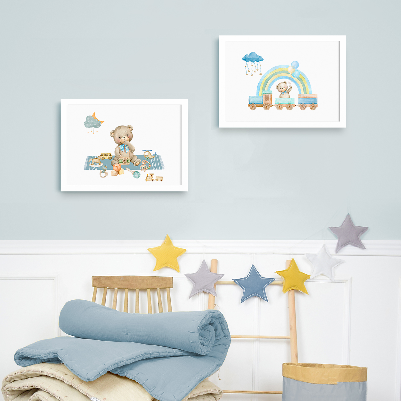 Dúo de cuadros Ositos jugando 