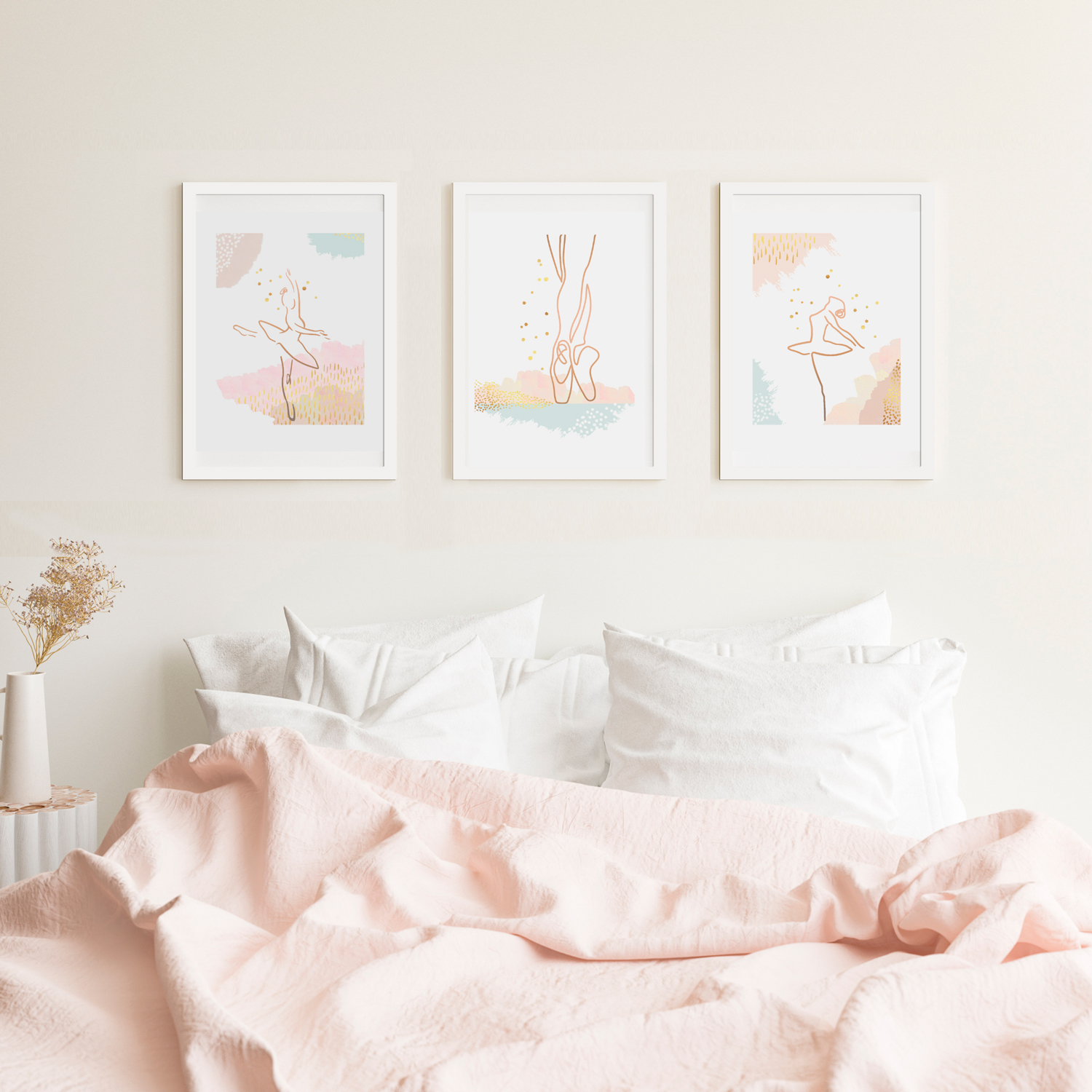 Trío de Cuadros Bailarinas en Acuarela 5