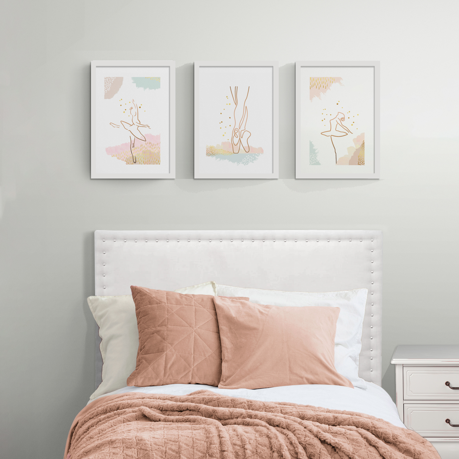 Trío de Cuadros Bailarinas en Acuarela 6