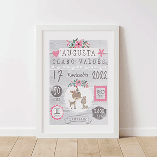 Cuadro Nacimiento ciervo y conejito