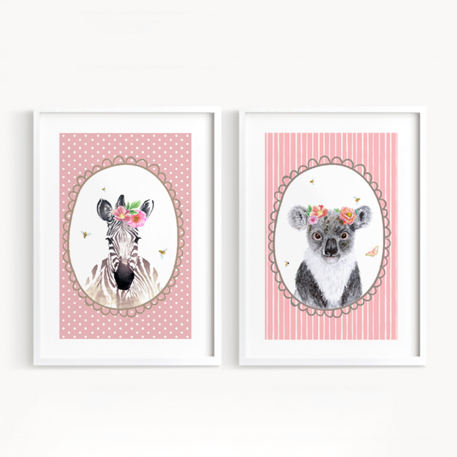 Dúo de cuadro Zebra y Koala 1