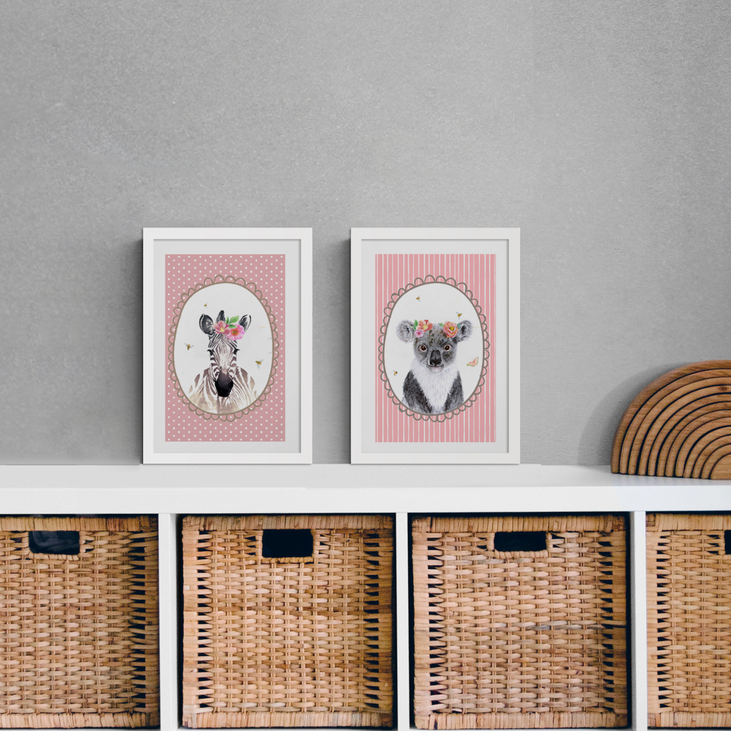 Dúo de cuadro Zebra y Koala 3