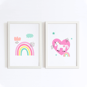 Dúo de cuadros Arcoíris y Unicornio