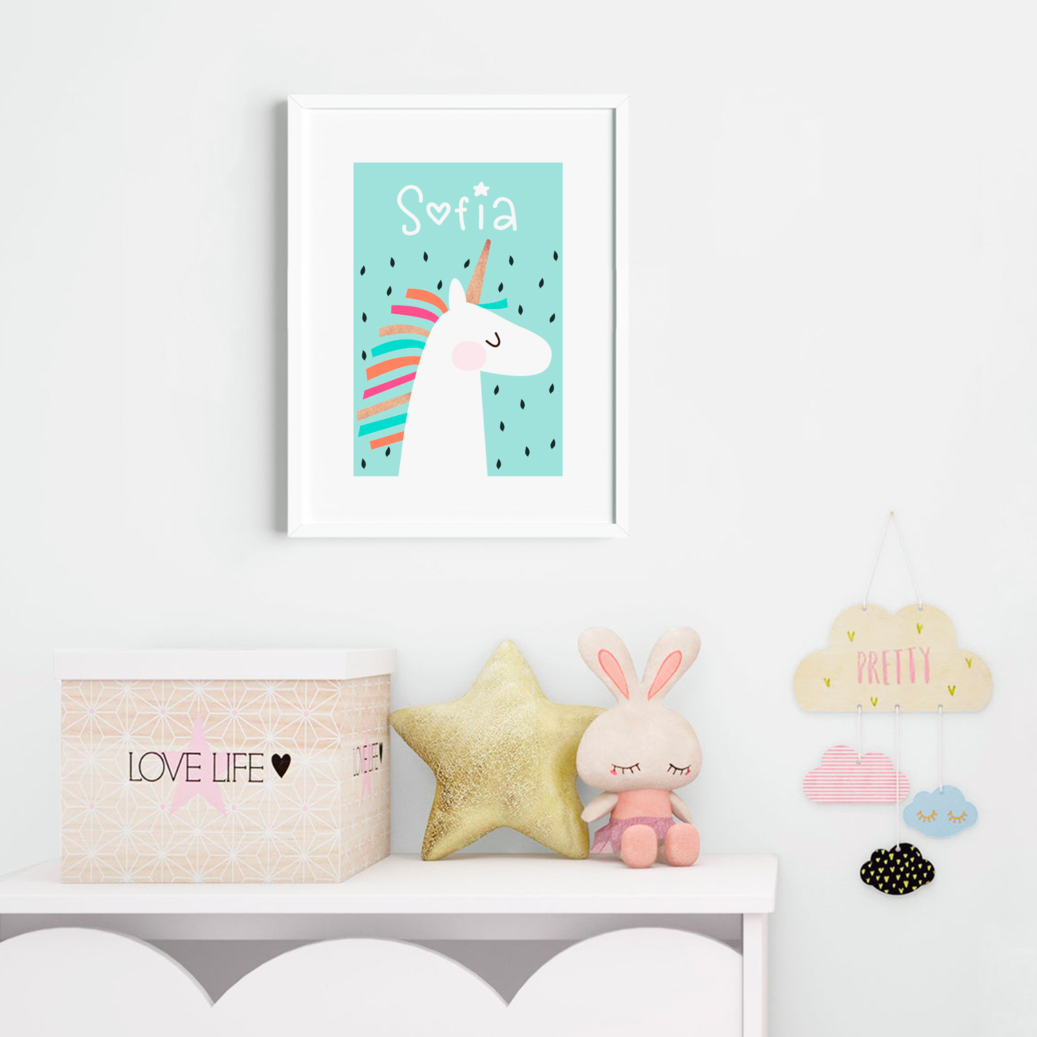 Cuadro con nombre Unicornio 