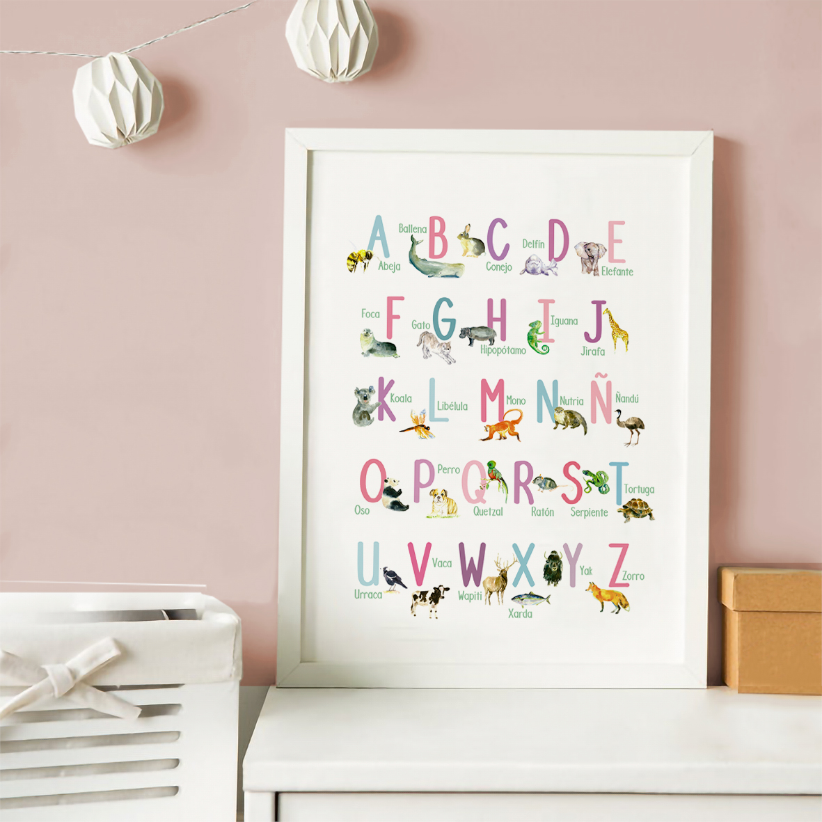 Cuadro decorativo Abecedario Animal ABC Pinks 2