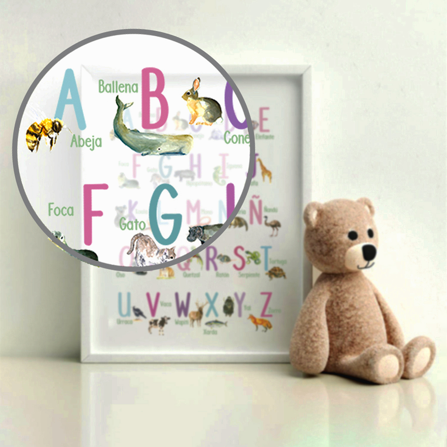 Cuadro decorativo Abecedario Animal ABC Pinks 4