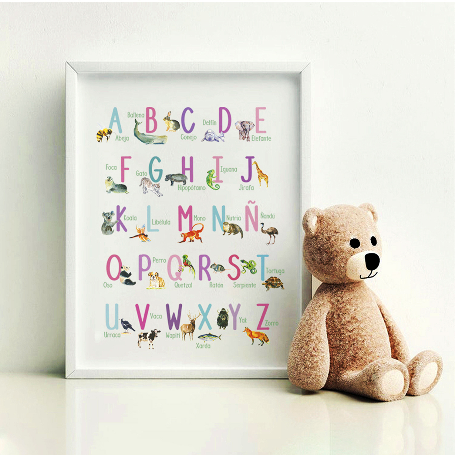 Cuadro decorativo Abecedario Animal ABC Pinks 3