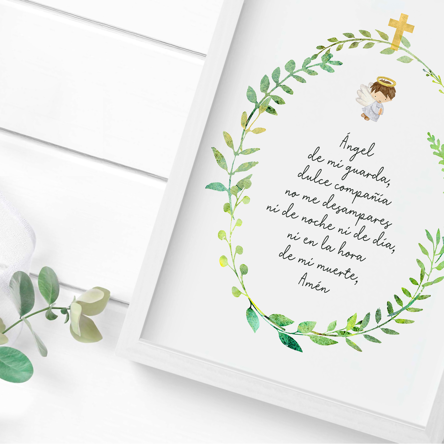 Cuadro regalo Ángel de la guarda hojas 2