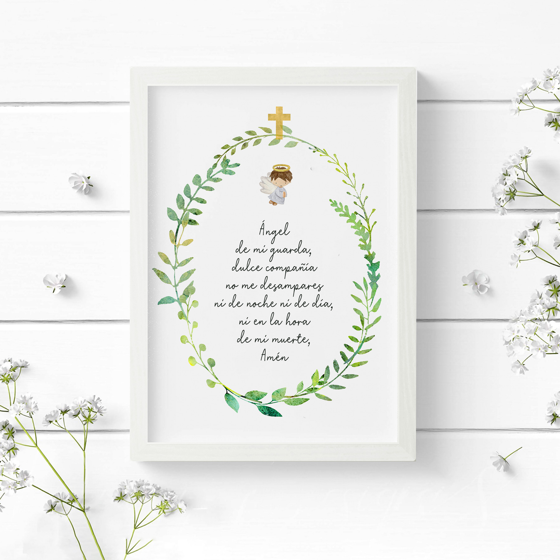 Cuadro regalo Ángel de la guarda hojas 1