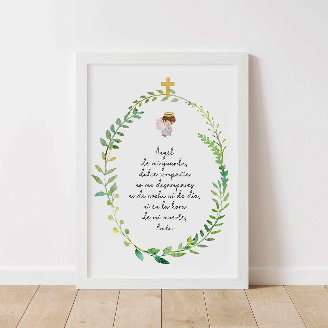 Cuadro regalo Ángel de la guarda hojas 3