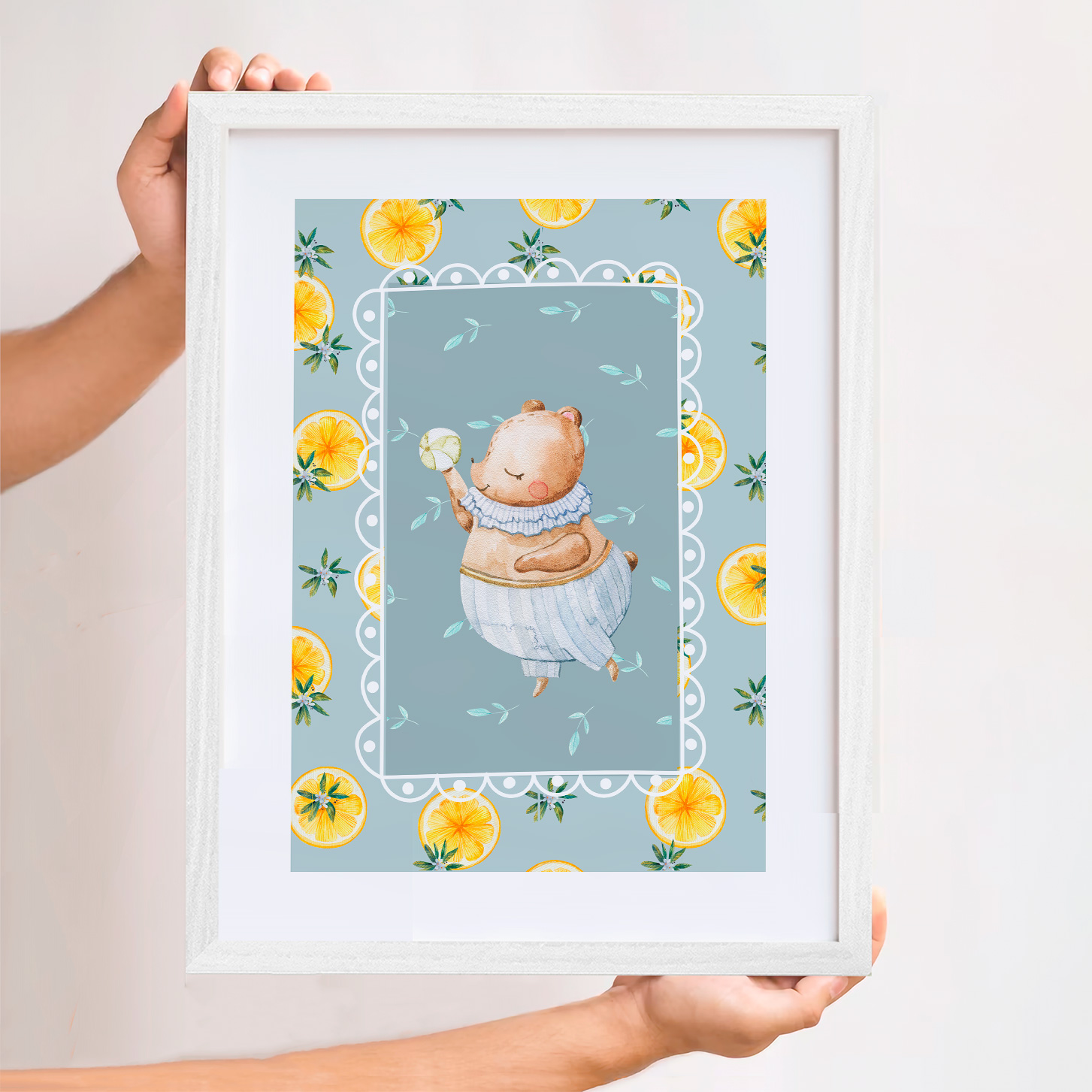 Cuadro decorativo Oso  y Naranjas 2