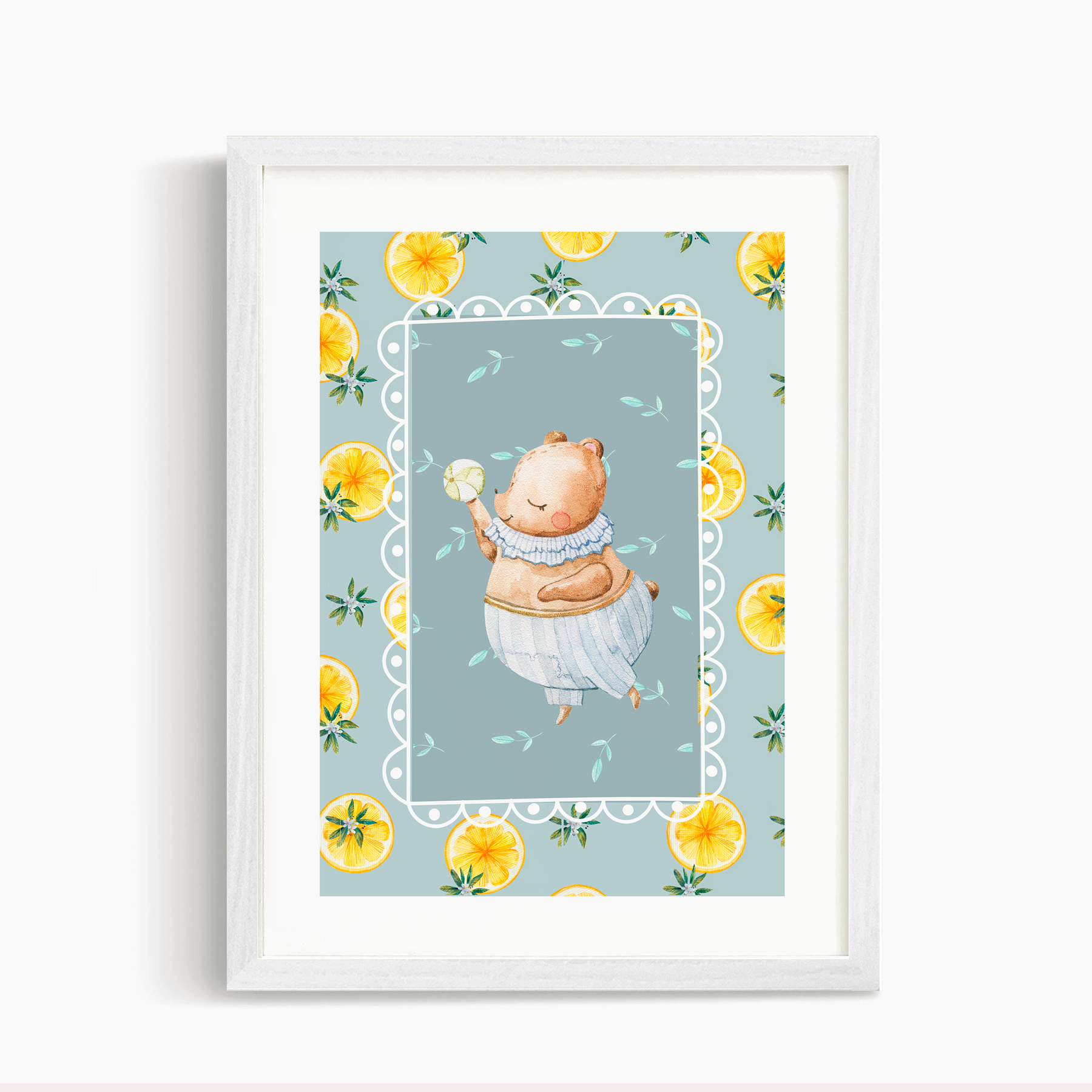 Cuadro decorativo Oso  y Naranjas 1