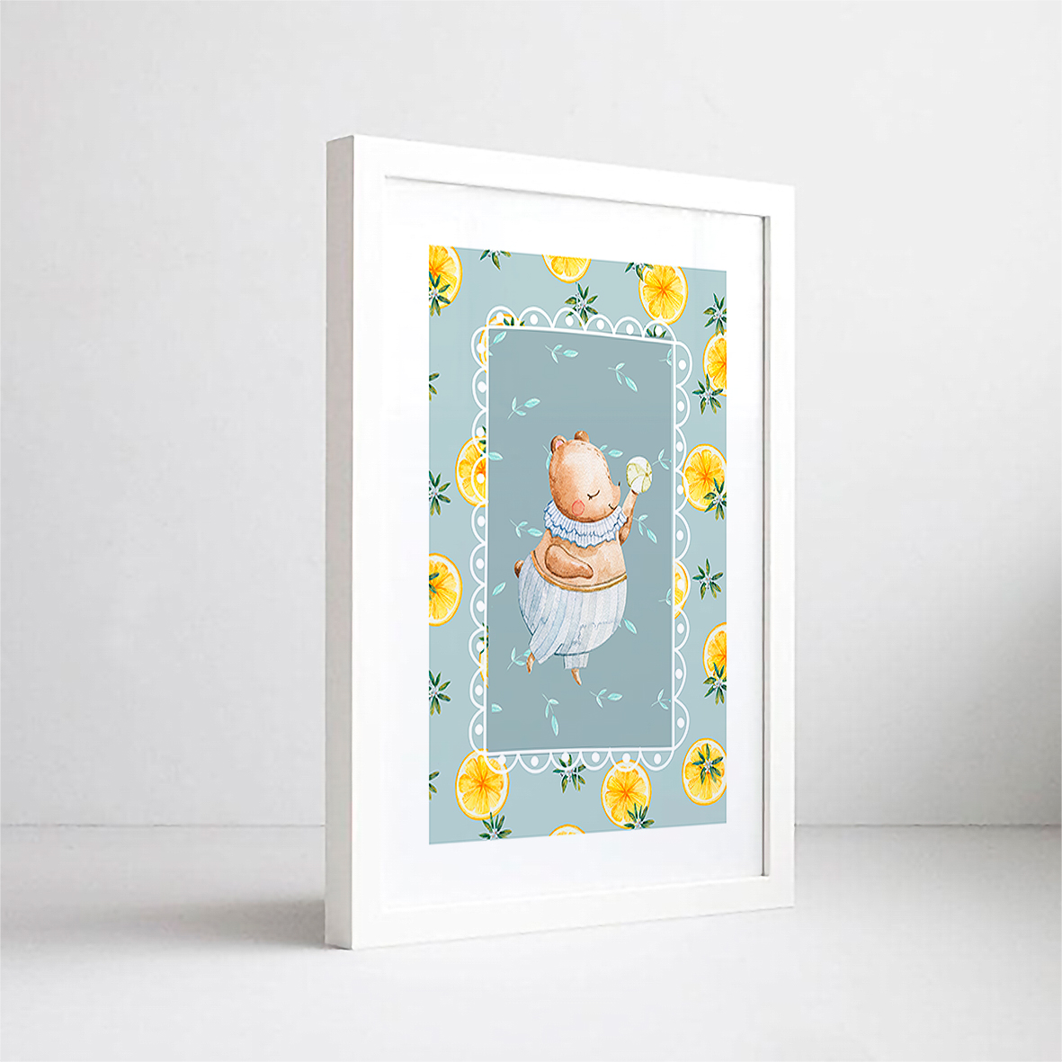 Cuadro decorativo Oso  y Naranjas 3