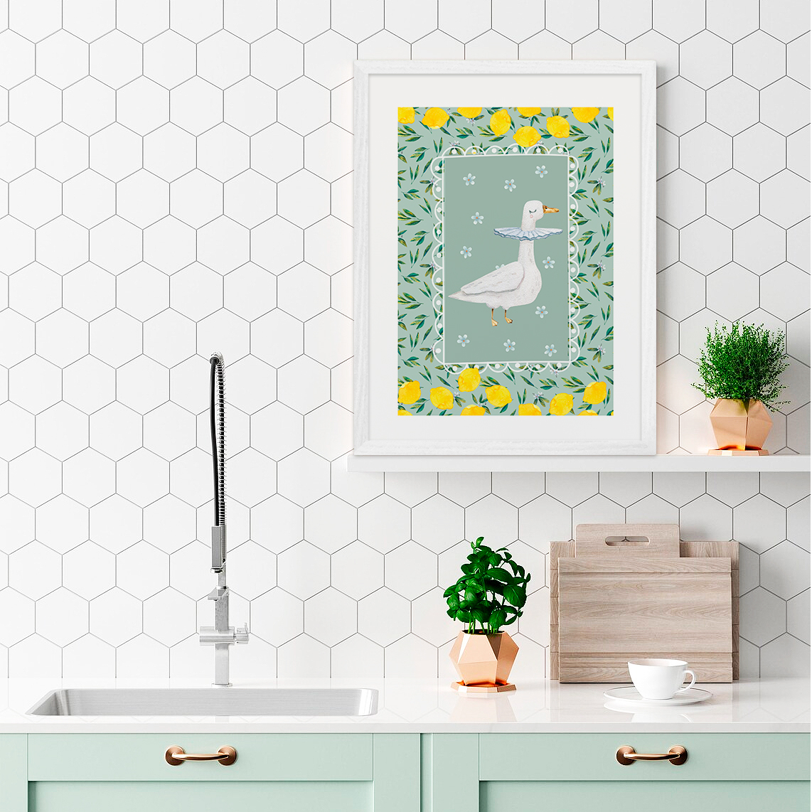 Cuadro decorativo Ganso y Limones 2