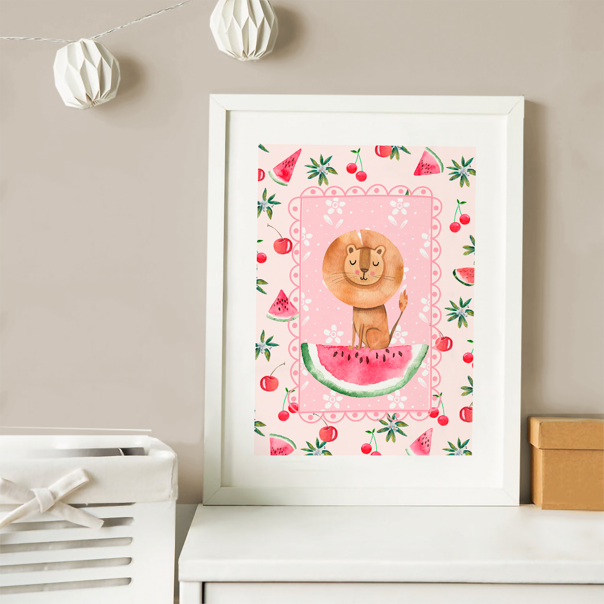 Cuadro decorativo León y Sandías 2