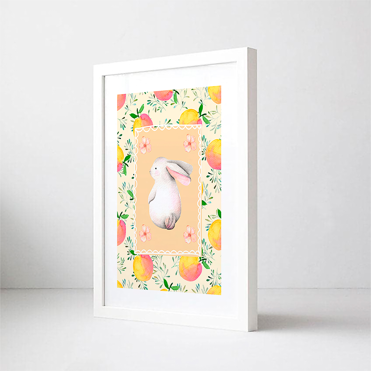 Cuadro decorativo Conejo y Duraznos 3