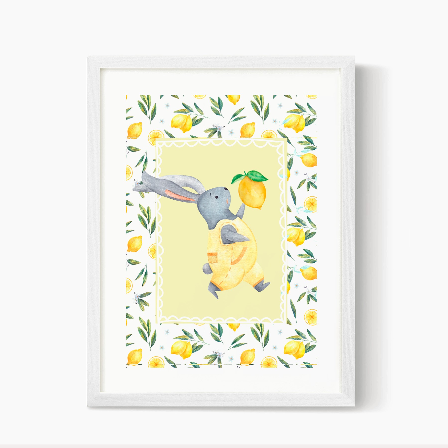 Cuadro decorativo Conejo y limones 1