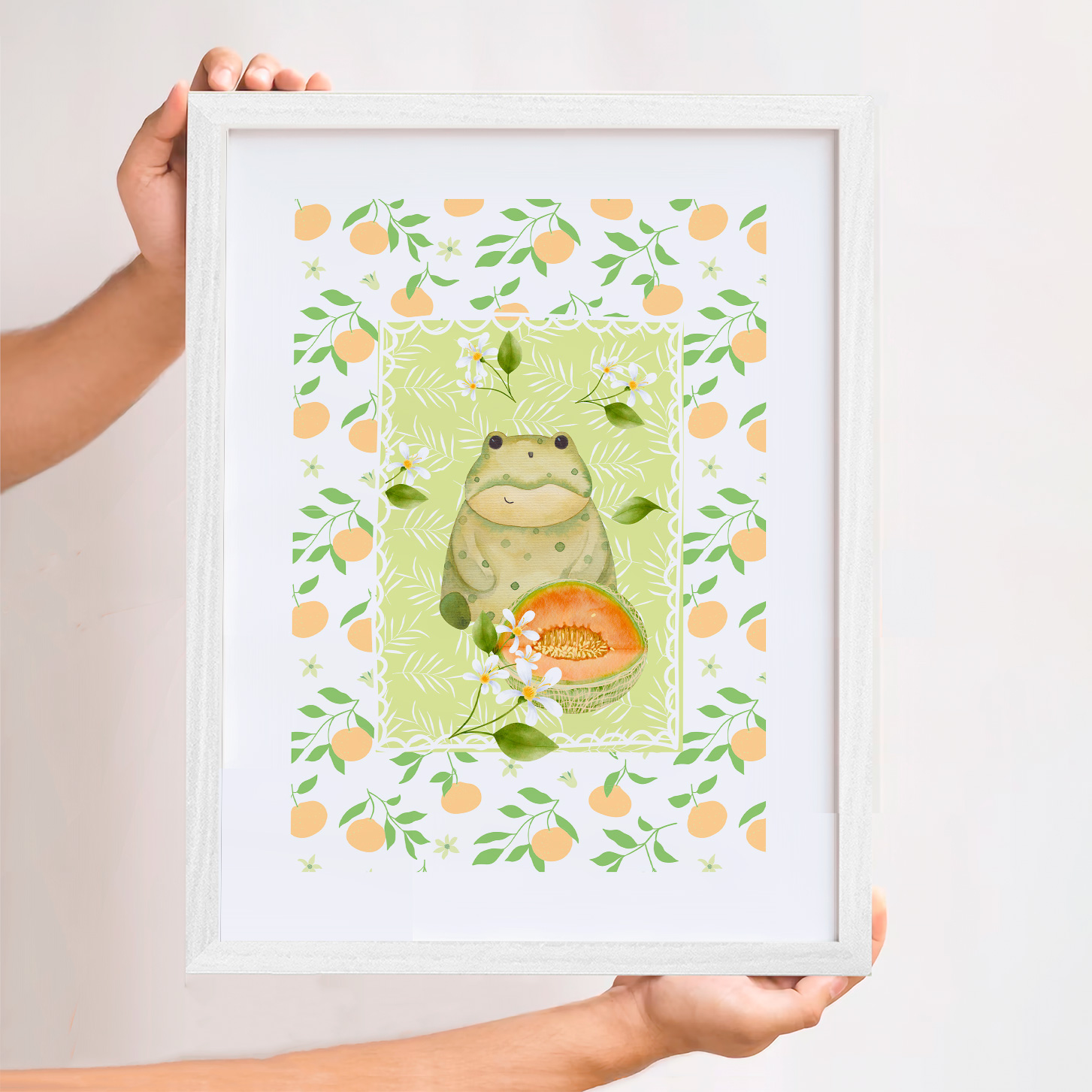 Cuadro decorativo Rana y melones 2