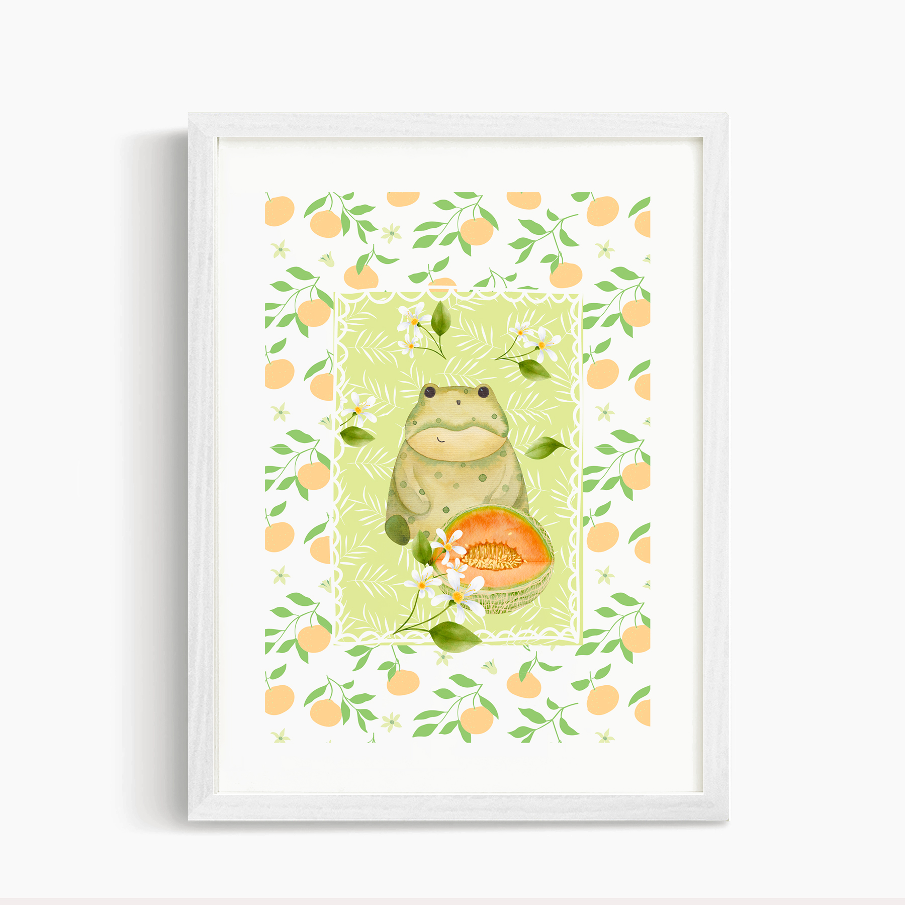 Cuadro decorativo Rana y melones 1