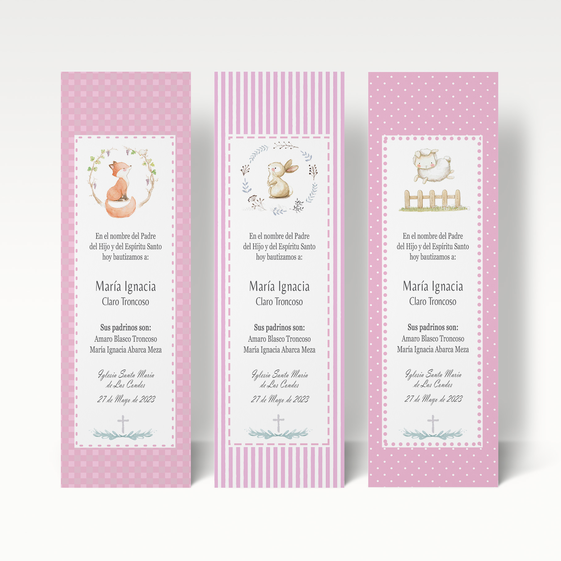 Santitos Bautizo animales rosados 1