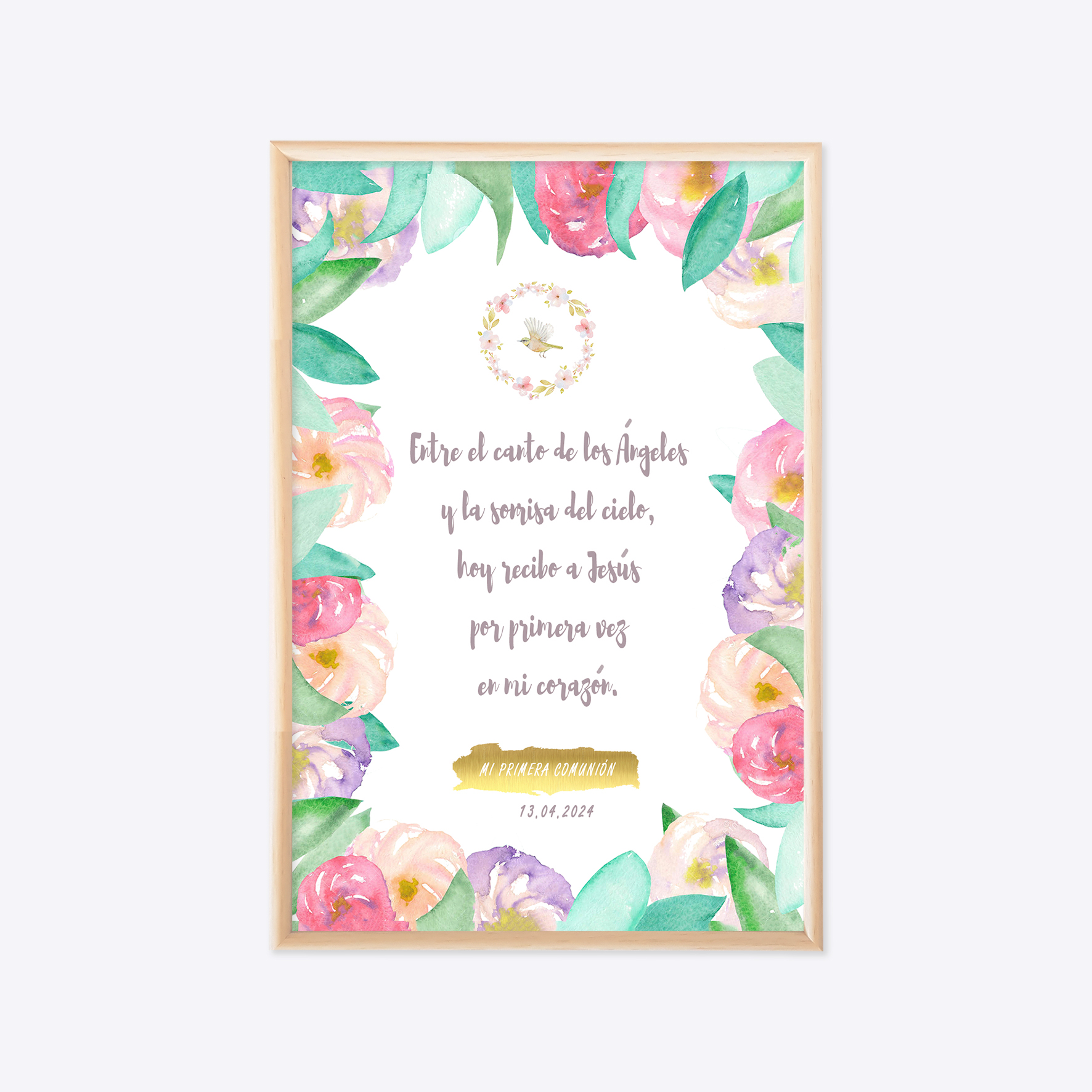 Cuadro Religioso Personalizable Floral 3