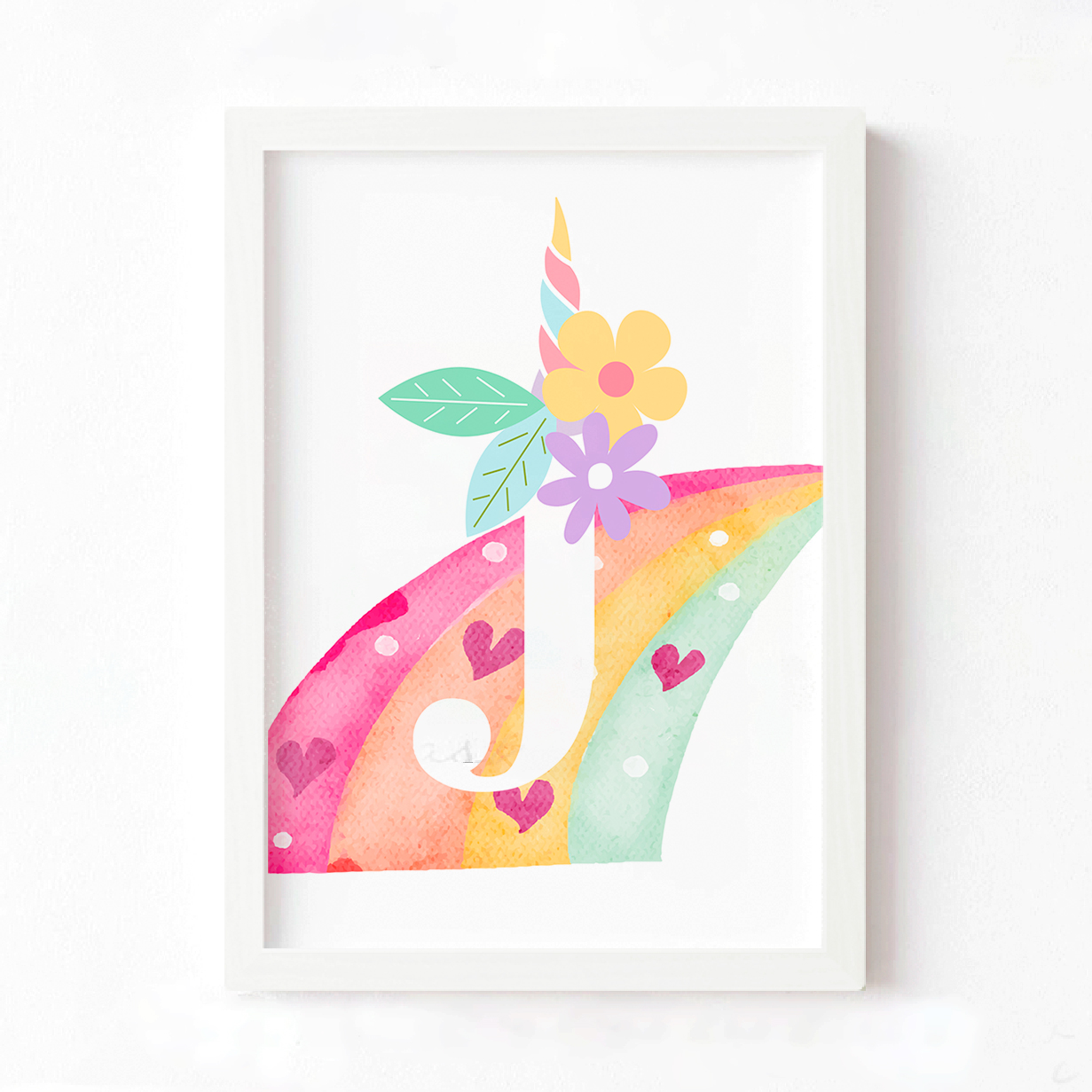 Cuadro Personalizable Inicial Arcoíris 1