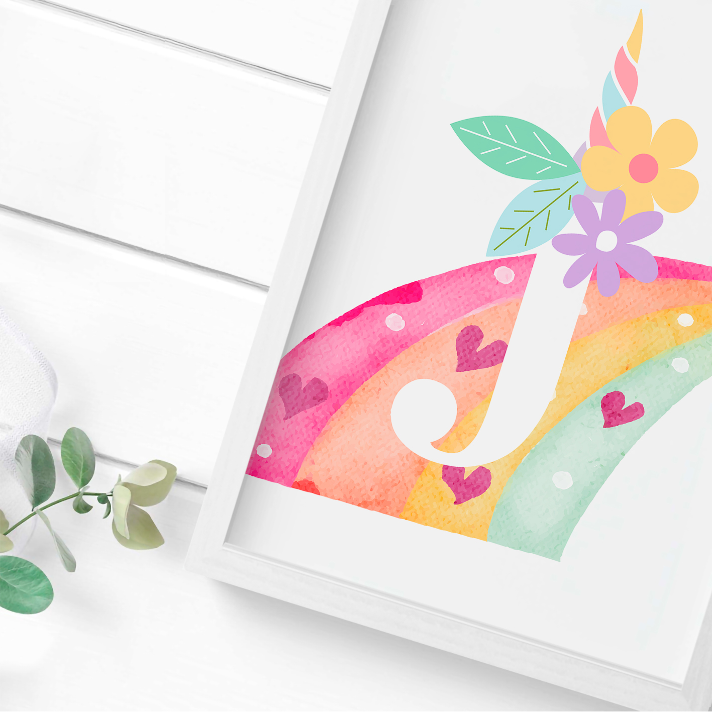 Cuadro Personalizable Inicial Arcoíris 3