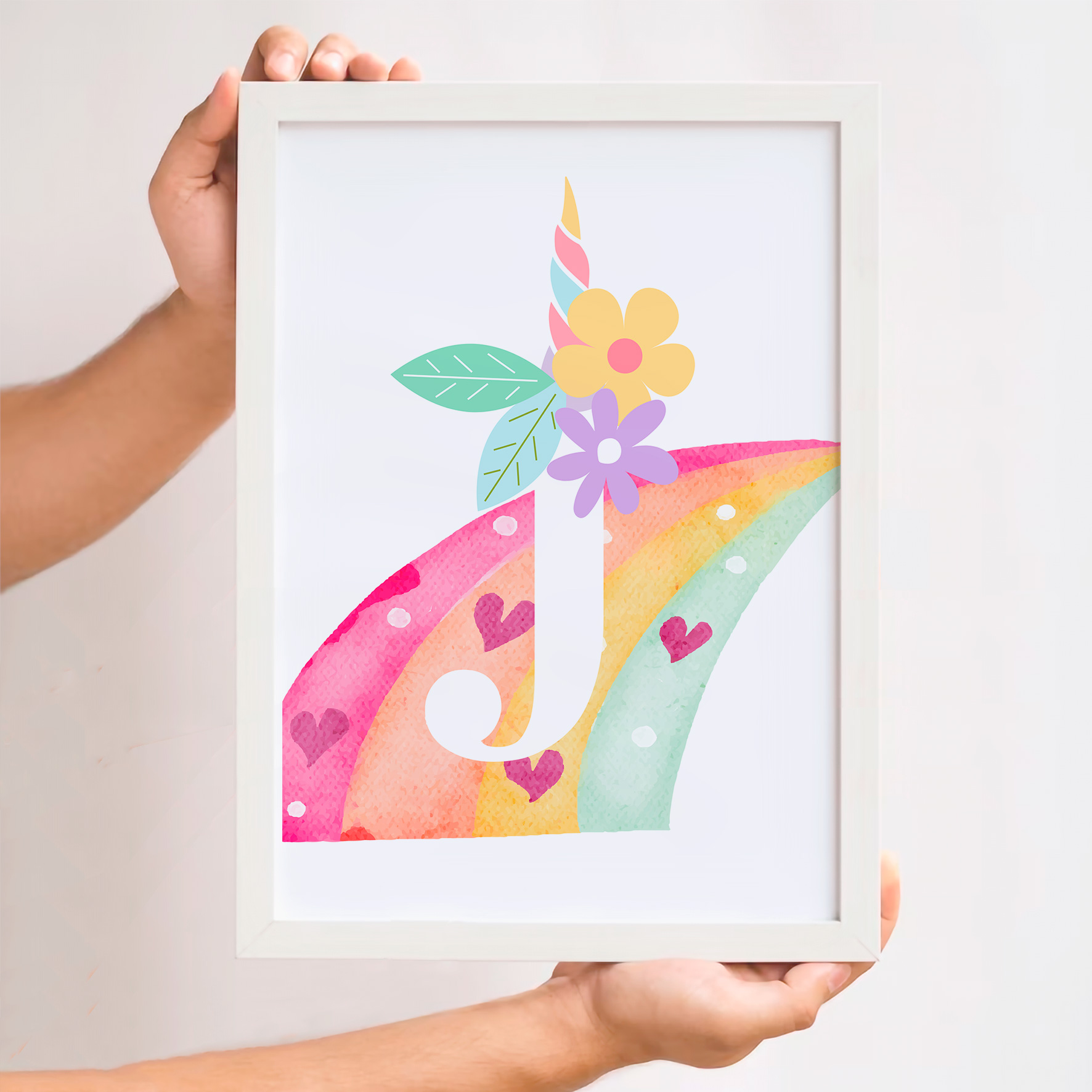 Cuadro Personalizable Inicial Arcoíris 4