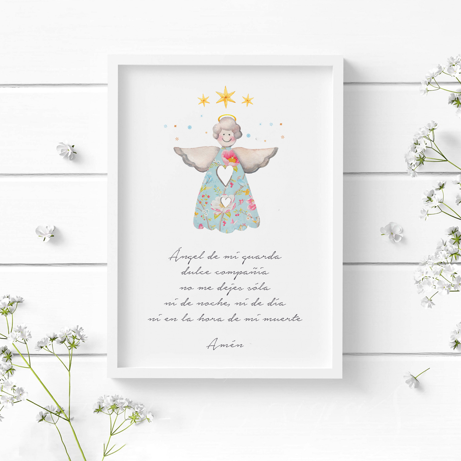 Ángel de la guarda túnica floral 1