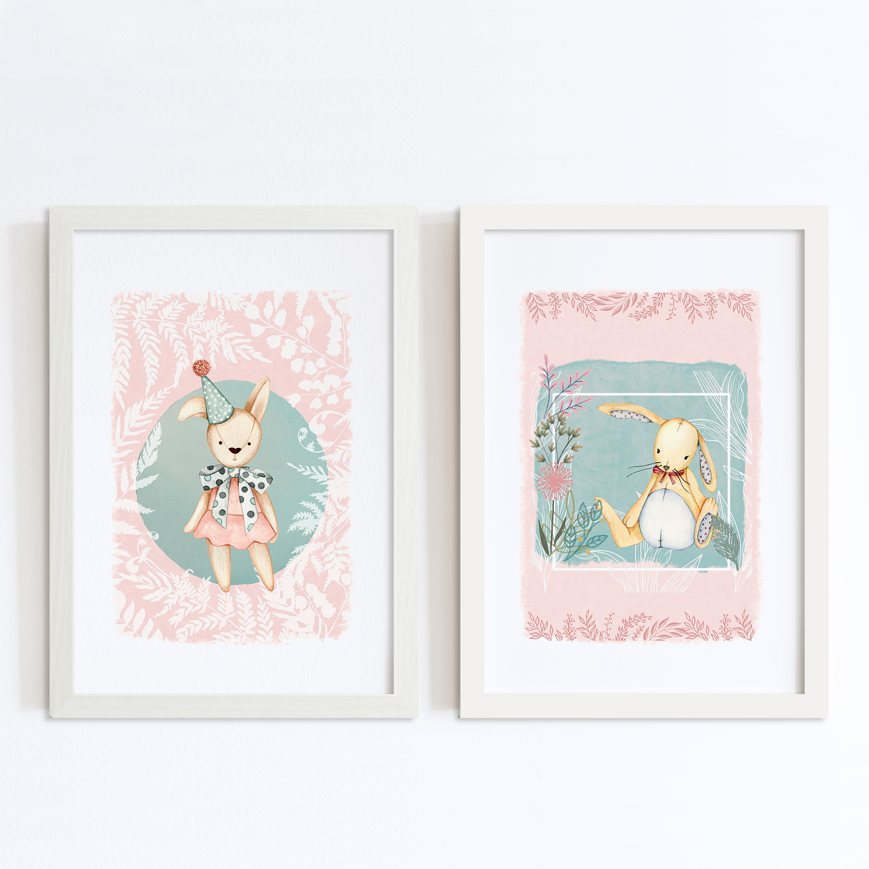 Cuadros botánicos infantiles rosados 4