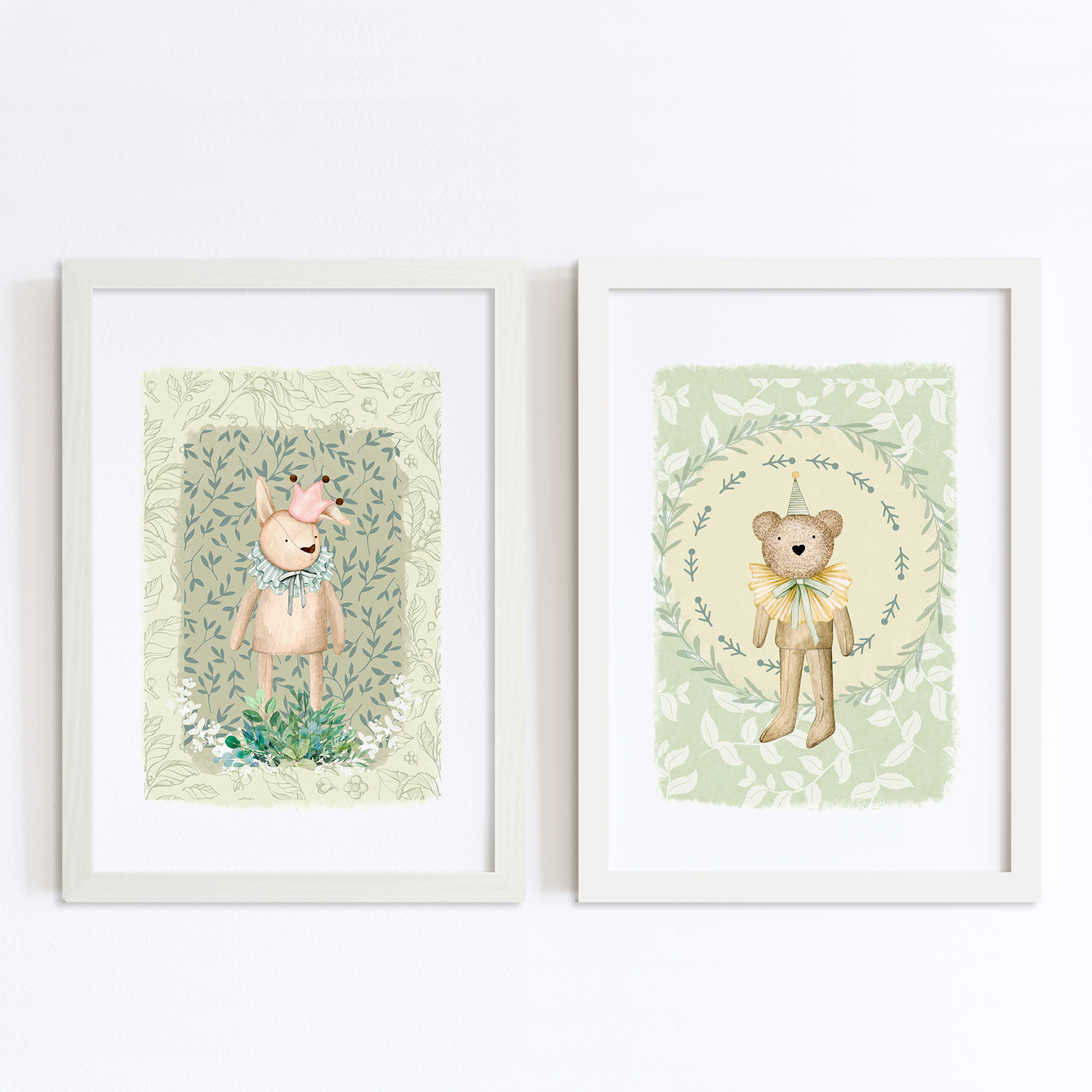 Cuadros botánicos infantiles verde olivo 4