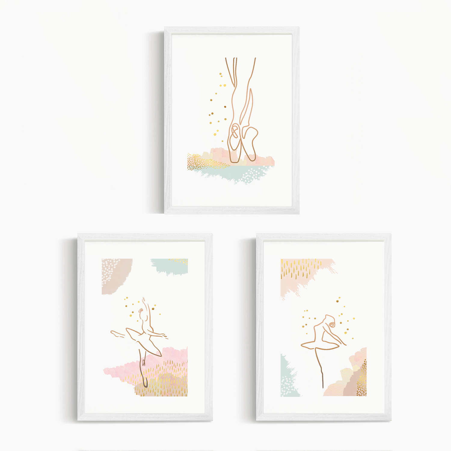 Trío de Cuadros Bailarinas en Acuarela 1