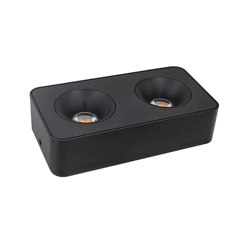 Lámpara Superficial Rectangular, 24W, Tres Tonos, 2 Spots, Negro, LUCERNA