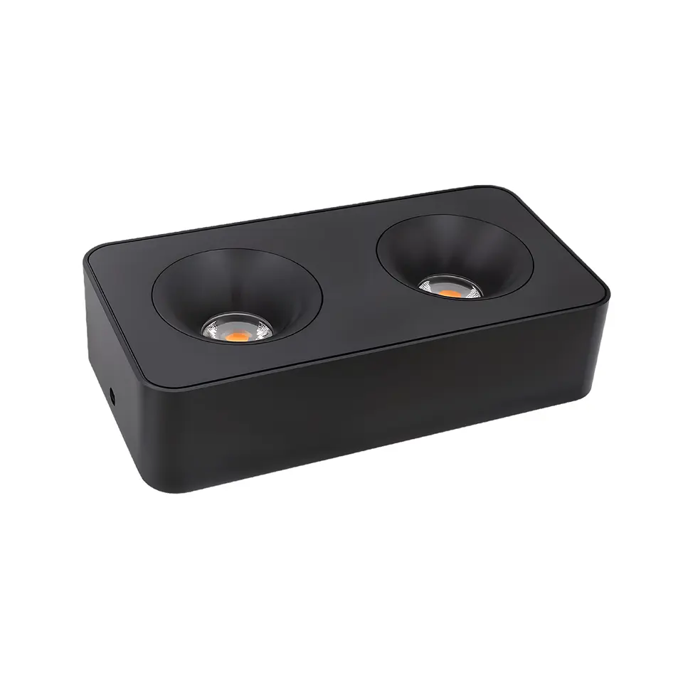 Lámpara Superficial Rectangular, 24W, Tres Tonos, 2 Spots, Negro, LUCERNA 1