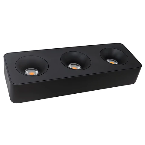 Lámpara Superficial Rectangular, 36W, Tres Tonos, 3 Spots, Negro, LUCERNA