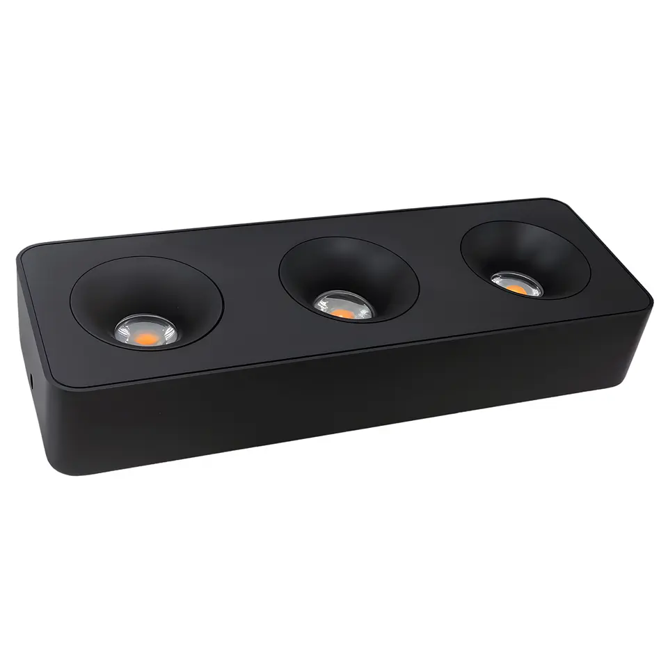 Lámpara Superficial Rectangular, 36W, Tres Tonos, 3 Spots, Negro, LUCERNA 1