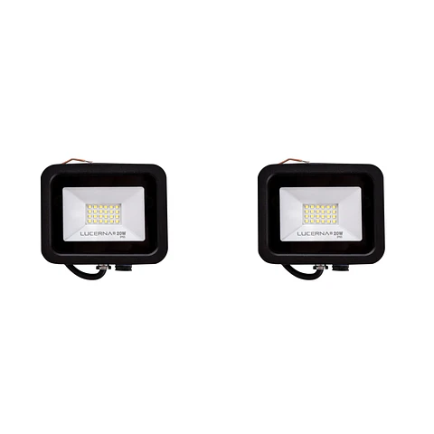 2 Pack Reflector Compacto SMD Negro, 20W, 3000K, LUCERNA