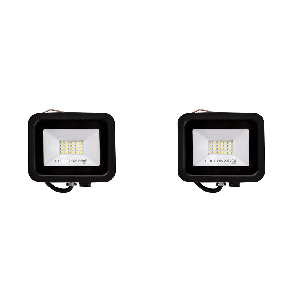 2 Pack Reflector Compacto SMD Negro, 20W, 3000K, LUCERNA 1
